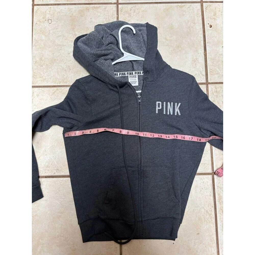PINK Victoria’s Secret NEW YORK Statue Of Liberty Sequence Hoodie Full Zip small - Picture 5 of 6